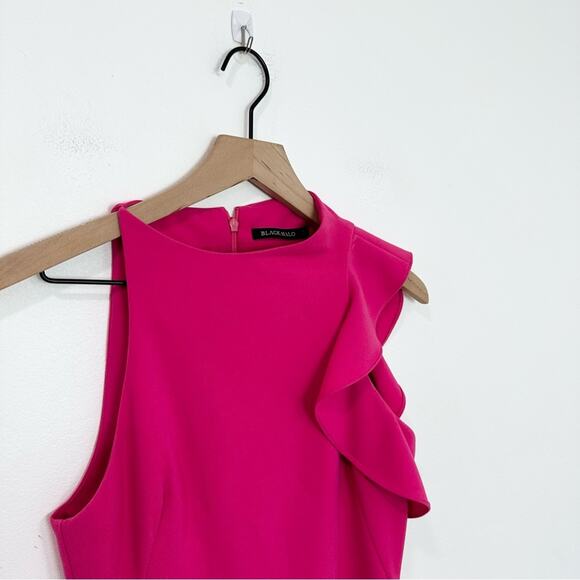 Black Halo Pabla Mini Asymmetrical Ruffle Dress Pink Sleeveless size 2 - Picture 4 of 9